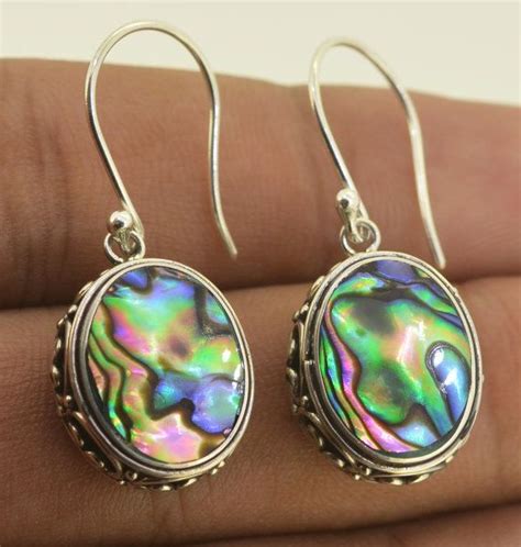 Abalone Paua Shell 925 Sterling Silver Earrings E991 Etsy 925