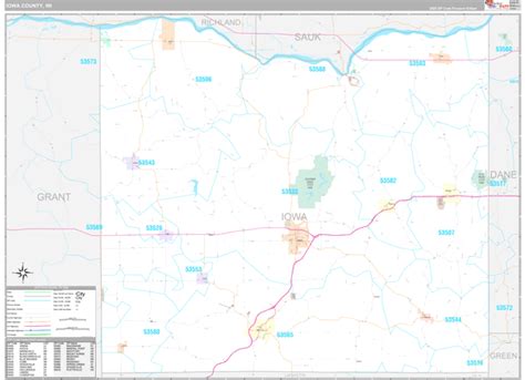 Iowa County, WI Wall Map Premium Style by MarketMAPS - MapSales