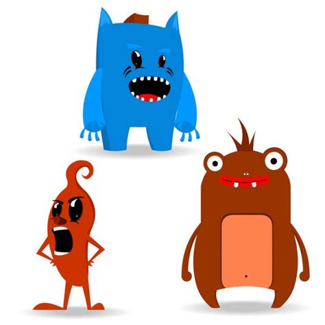 Cartoon Monsters Set Colorful Toy Cute Monster Vector Eps 10 — Stock