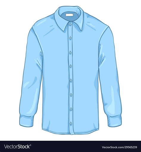 Cartoon Long Sleeve Blue Classic Men Shirt Vector Image