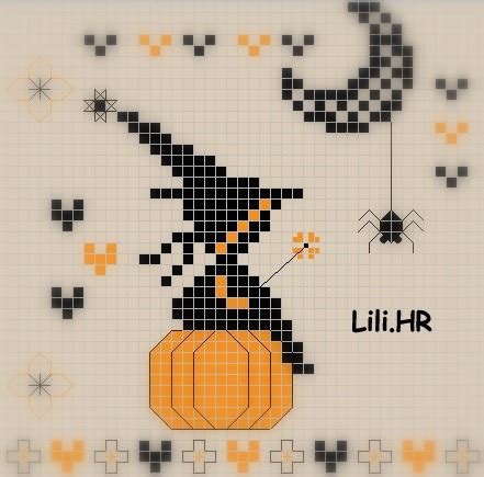 Cross Stitch Pattern Tiny Halloween Witch Cross Stitch