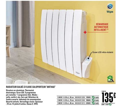 Promo Radiateur Galbé à Fluide Caloporteur Anthao chez Brico Dépôt