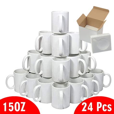 24 Pcs 15oz Sublimation Mugs With T Mug Box Mugs Cardboard Box With Foam Supports