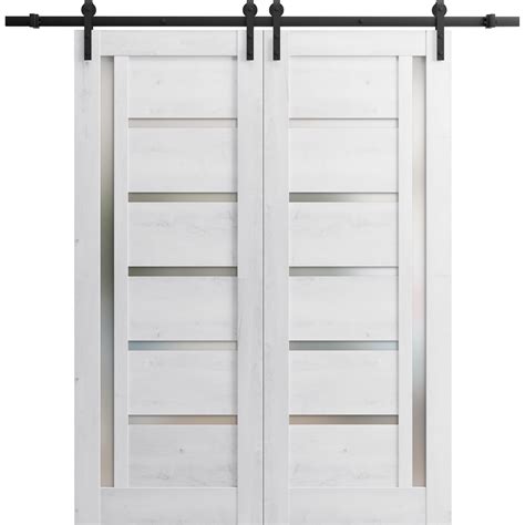 Sturdy Double Barn Door 64 X 80 Inches Quadro 4088 Nordic White With