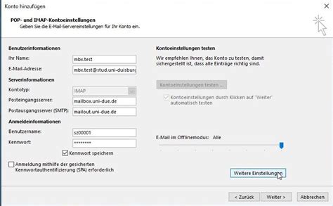 Konfiguration Eines Mailbox Kontos In Outlook 2016