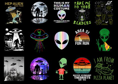 15 Alien Shirt Designs Bundle For Commercial Use Part 3 Alien T Shirt