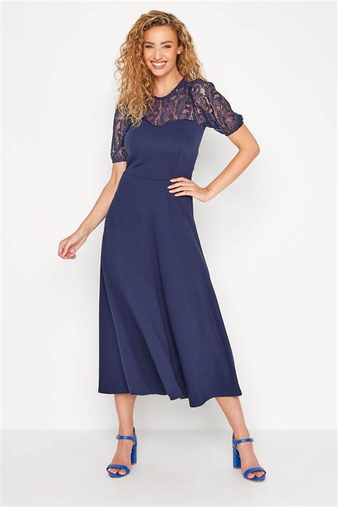 Tall Womens Lts Navy Blue Lace Midi Dress Long Tall Sally