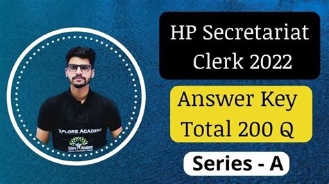 HP Secretariat Clerk Answer Key Post Code 962 Answer Key Total 200