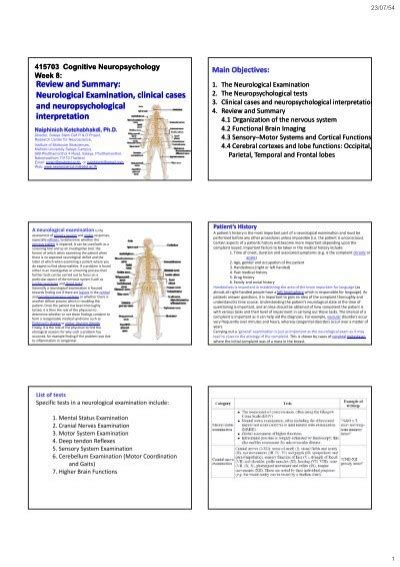 Neurological Examination Clinical Cases And Neuropsychological