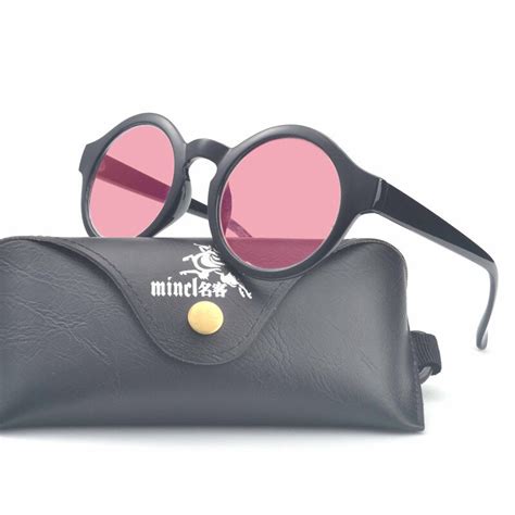 Mincl Round Sunglasses Brand Designer Women Black Sun Glasses