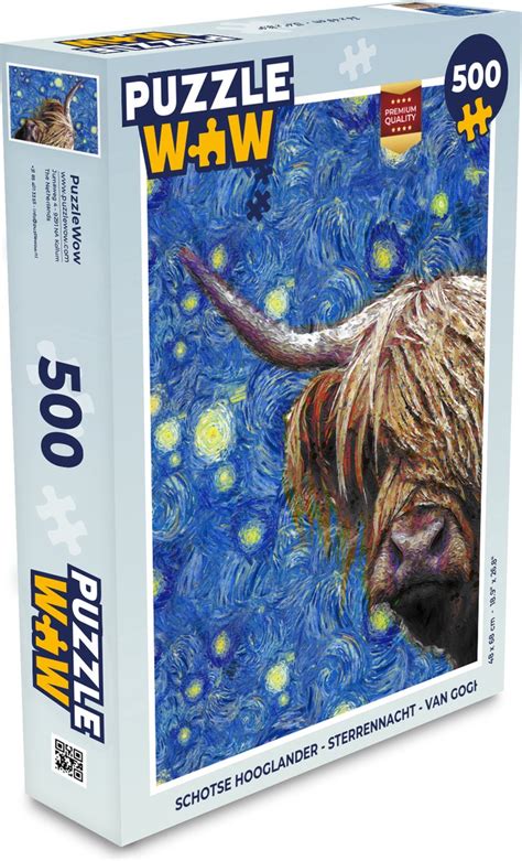 Puzzel Schotse Hooglander Sterrennacht Van Gogh Legpuzzel