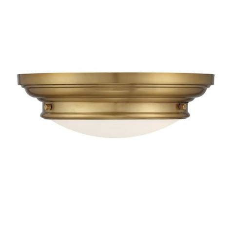 SAVOY HOUSE 13 In W X 4 50 In H 2 Light Natural Brass Flush Mount