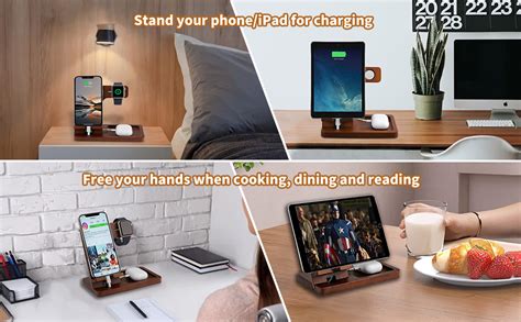 Amazon.com: 3 in 1 Charging Station, Wood Charger Stand for iPhone ...