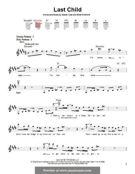 Last Child (Aerosmith) by B. Whitford, S. Tyler - sheet music on MusicaNeo