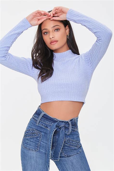 Ribbed Mock Neck Crop Top