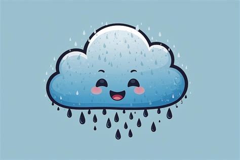 Un Dibujo De Dibujos Animados De Una Nube Con Gotas De Lluvia En Ella