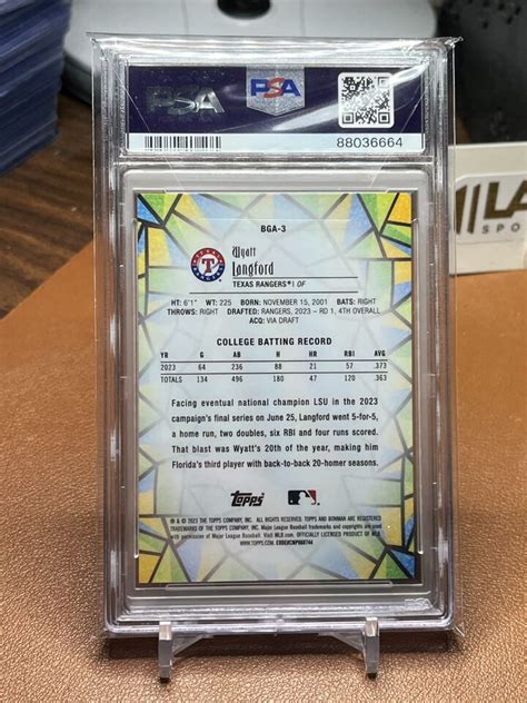 Wyatt Langford Bowman Chrome Draft Stained Glass Bga Psa Gem