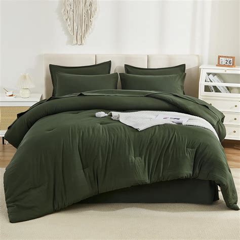 Amazon Litanika Dark Olive Green Queen Size Comforter Set