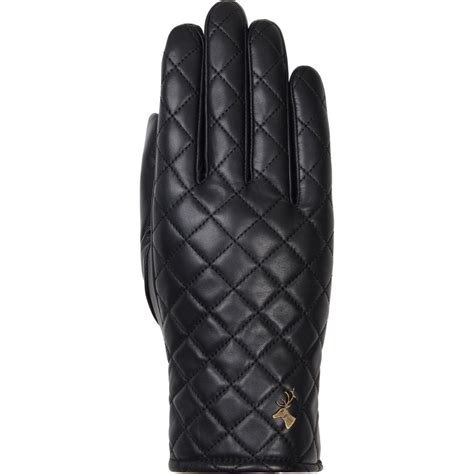 Black Leather Gloves Women Touchscreen Luxury Pattern Schwartz