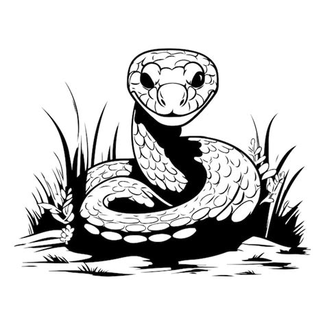 Serpiente En La Hierba En Una Ilustraci N Vectorial De Fondo Blanco