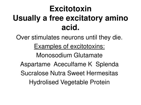 Ppt Excitotoxin Usually A Free Excitatory Amino Acid Powerpoint