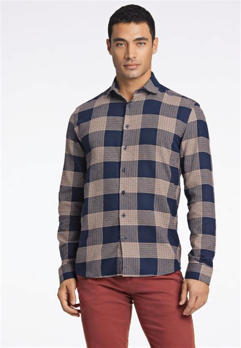 Lindbergh Checked Ls Chemise Navy Bleu Marine Zalando Fr