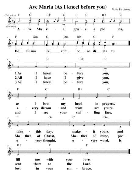 Ave Maria (As I Kneel Before You) - SA - Digital Sheet Music | Sheet ...