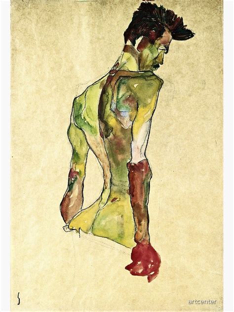 Egon Schiele Male Nude In Profile Facing Right Poster By Artcenter