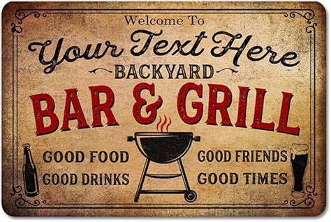 Amazon Personalized Backyard Bar And Grill Sign Patio Grillmaster