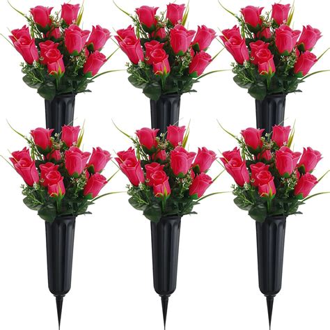 Amazon Tigeen Sets Artificial Cemetery Flowers With Grave Vase