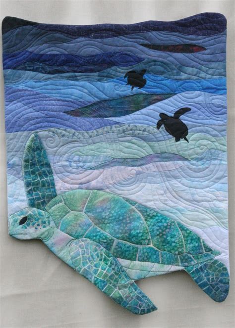 Bluewater Turtle Art Quilt By Charlotte Scott The Slightly Mad Quilt