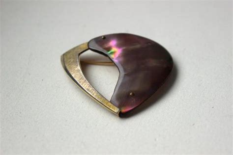 PRE WWII Art Deco Gilt Abalone Brooch Pin Made In Germany This Brooch