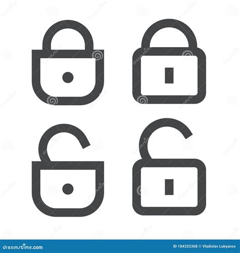 Padlock Or Lock Icon Vector Open And Closed Line Outline Art Isolated