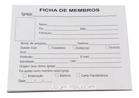 Pacote Fichas De Membros X Cm Mercadolivre