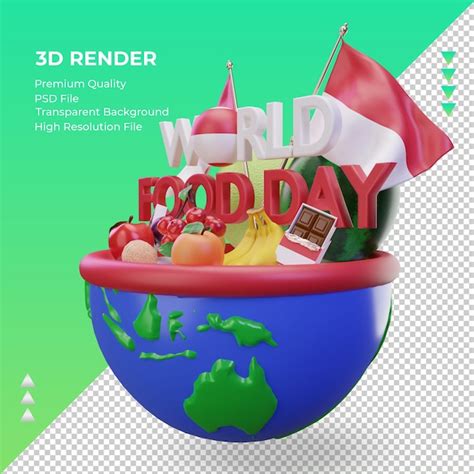 3d dia mundial da alimentação mônaco renderizando a vista direita PSD