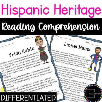 Hispanic Heritage History Month Reading Comprehension Passages Worksheets