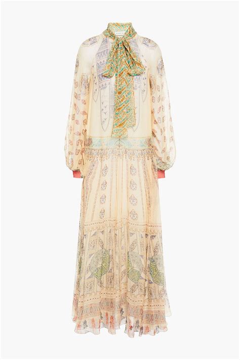 ETRO Pussy Bow Printed Silk Chiffon Maxi Dress THE OUTNET