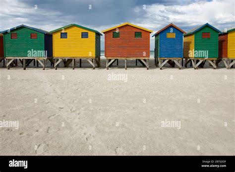 Colorful Beach Huts Cape Town Stock Photo Alamy