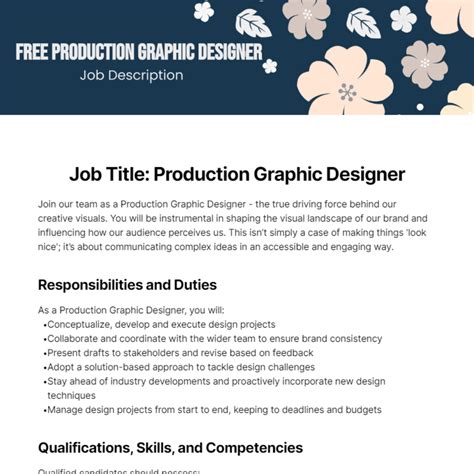 Free Production Graphic Designer Job Description Template Edit Online