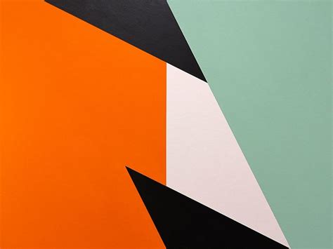 An Orange Black And Green Painting With White Lines On The Bottom