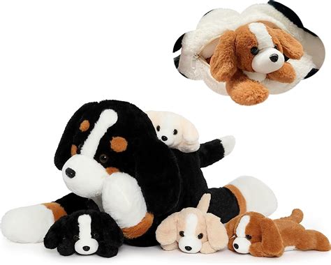 MorisMos Jouet Peluche Chien Bouvier Bernois Avec 4 Chiots Jouet Doux