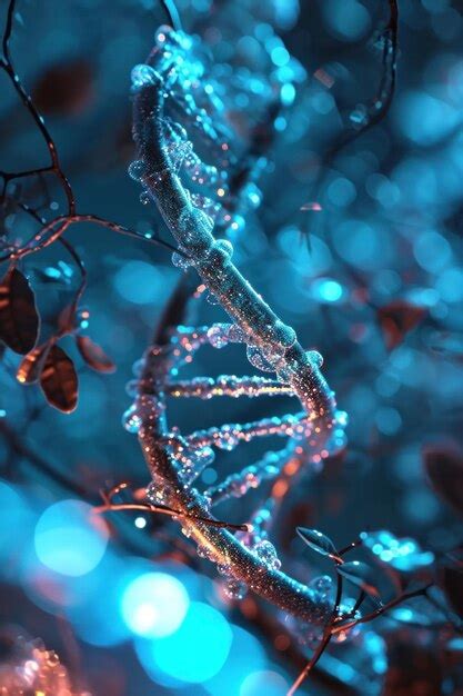 Premium Photo Glowing Dna Strand On Blue Background