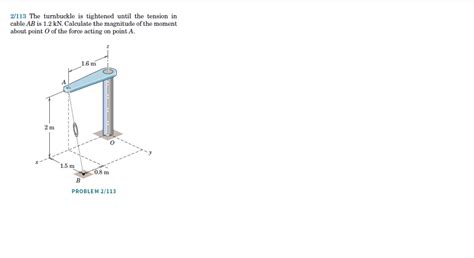 Solved 2 113 The Turnbuckle Is Tightened Until The Tension Chegg