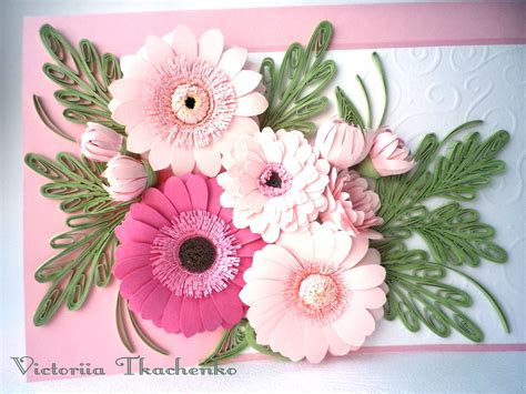 Quilling Greeting Card With Gerberas Flowers Quilling Cards Quilling