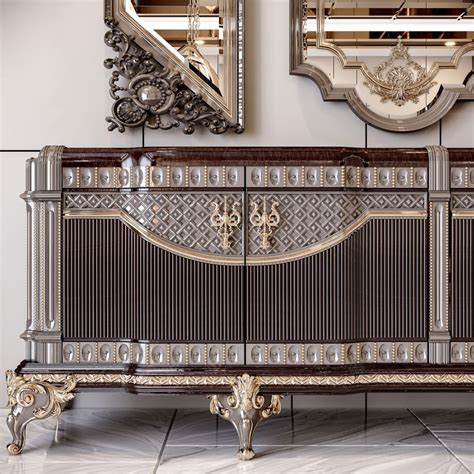 Casa Padrino Luxus Barock Sideboard Und Spiegel Dunkelbraun Grau