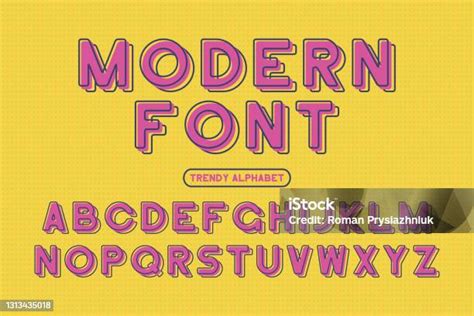 Modern Sans Serif Yazı Tipi Ofset Efektine Sahip Yuvarlatılmış Çerçeveli Alfabe Stilize Renkli