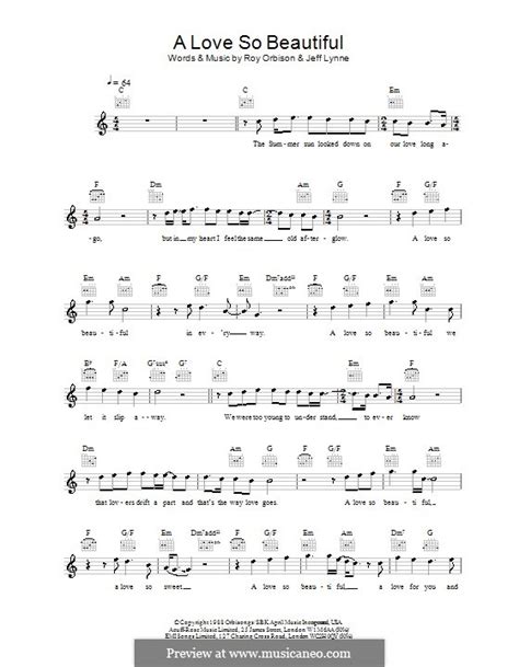 A Love so Beautiful by J. Lynne, R. Orbison - sheet music on MusicaNeo