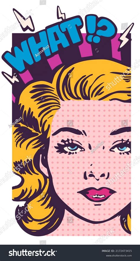 Pop Art Illustration Woman Blond Hair Stock Illustration 2172473415