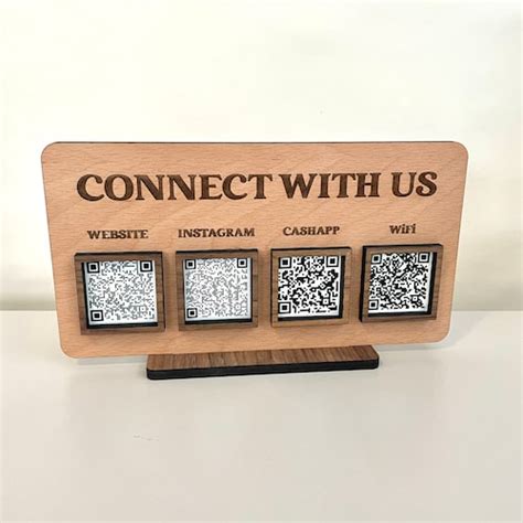 Qr Code Sign Mini Wood Social Media Sign With 1 To 4 Codes Etsy Canada