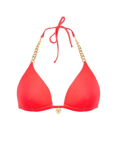 Red Push Up Triangle Bikini Top With Golden Chains Xl Vivien Vance